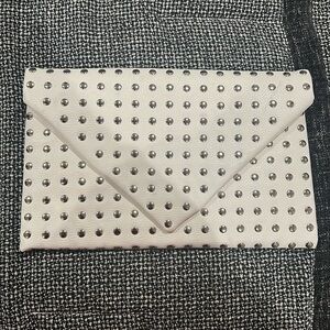 White Studded Leather Like Purse